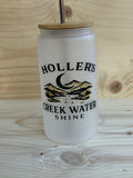“Holler’s Creek Water Shine” frosted glass cup